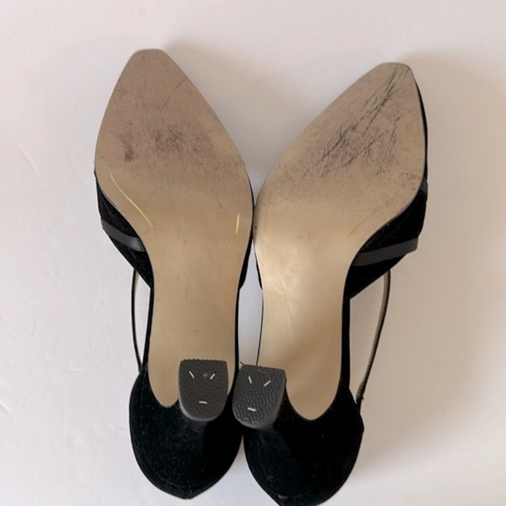 PM Collection by 925 Black Velvet & Satin Strappy Formal Evening Heels 3 inches - Picture 8 of 11